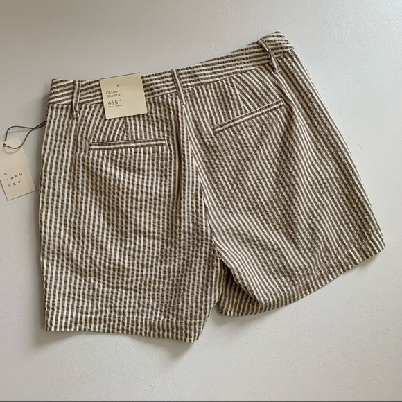 A New Day Size 4 Preppy Tan/Brown Seersucker Chino Shorts NWT - Picture 7 of 15